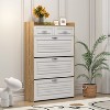 Resenkos Yardi Yard 1250 White + Oak Color Shoe Cabinet with 3 Doors 2 Drawers, PVC Door with Shape, Large Space for Storage - 3 of 4