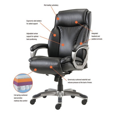 Brown High-Back Leather Executive Swivel Chair with Adjustable Arms
