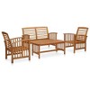 vidaXL Solid Acacia Wood 4-Piece Patio Lounge Set: Outdoor Garden Furniture Set Includes Chairs, Bench, and Slatted Coffee Table. - 2 of 4
