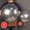 PartyWoo Foil Balloons Silver Disco Round 32 Inch 6 pcs - 2 of 4