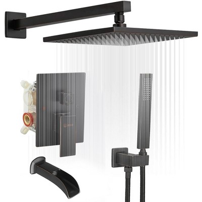 3-Spray Patterns With 2.5 GPM 12 in. Showerhead Wall Mounted Dual Shower Heads With Valve