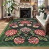 5'x7' Washable Botanical Floral Print Living Room Rugs Retro Accent Vintage Throw Carpet for Bedroom Dining Room, Green - 3 of 4