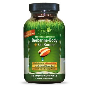 Irwin Naturals Blood Sugar Balance Berberine + Fat Burner Dietary Supplements Softgels - 56ct - 1 of 3