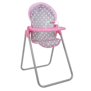 Cotton Candy Pink Foodie Doll Highchair in Grey Polka Dots Fits Dolls Up to 21" - 1 of 4