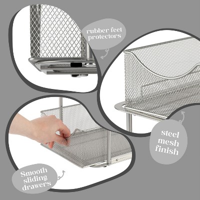Sorbus 2 Pack 2 Tier Baskets with Mesh Sliding Drawers - Ideal Cabinet, Under the Sink, etc - Great for Bathroom, Kitchen, Office, etc. — фото 5