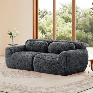 AENKYO 80.3" Oversized 2-Seater Sectional Sofa, Convertible Sleeper - No Assembly Required for Living Room Sofa, Chocolate - 1 of 4