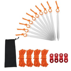 Unique Bargains Reusable 10xNails 1xBag 4xRopes 4xDouble Eye Rivets Tent Pegs 1 Set - 1 of 4