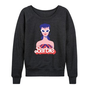Women's - Barbie - Retro Classic Styled Barbie Lightweight French Terry Wide Neck Long Sleeve Shirt - 1 of 4