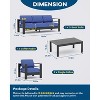 Blue 4-Piece Patio Set - Aluminum sofa & coffee table with removable cushions. 4-seater for porch or backyard. - 2 of 4