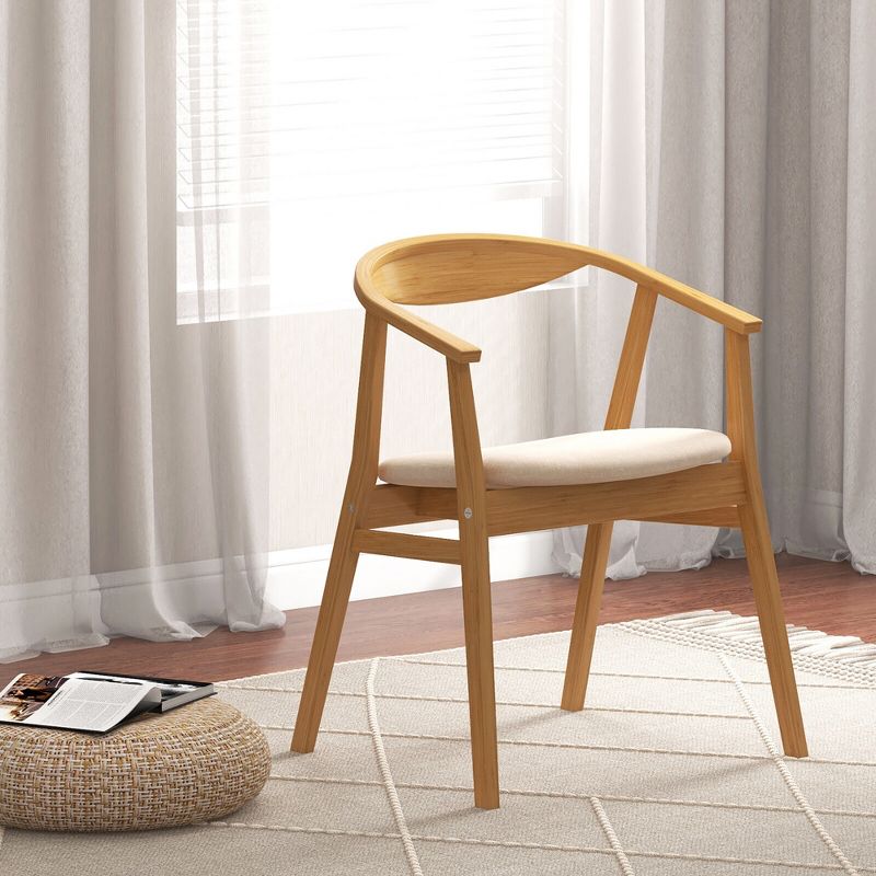 Tangkula Leisure Bamboo Armchair Modern Accent Chair w/ Curved Back & Bamboo Structure, 3 of 10