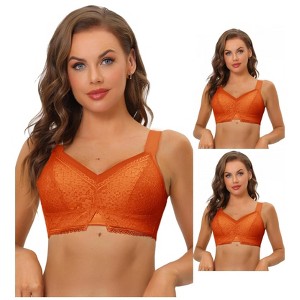INSPIRE CHIC Women's Available Lace Minimizer Bralette U Back Full Coverage Wireless Everyday Bras 3 Packs - 1 of 4