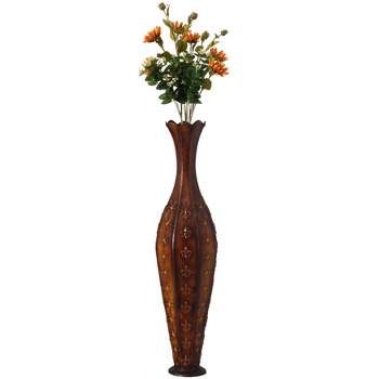 Uniquewise 34'' Metal Floor Vase Centerpiece Home Decoration for Dried Flower and Artificial Floral Arrangements in Living Room Decor