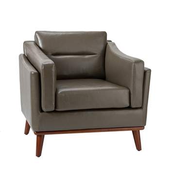 Abraham Vegan Leather Armchair with Straight Cushion | ARTFUL LIVING DESIGN