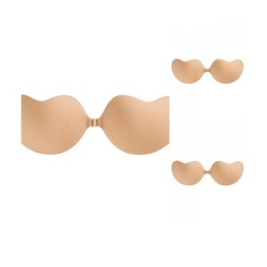 INSPIRE CHIC Women's 3-Pack Strapless Push-Up Nipple Covers Invisible Backless Silicone Reusable Adhesive Clasp Bras - 1 of 4