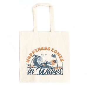 City Creek Prints Happiness Comes In Waves Colorful Canvas Tote Bag - 15x16 - Natural - 1 of 2