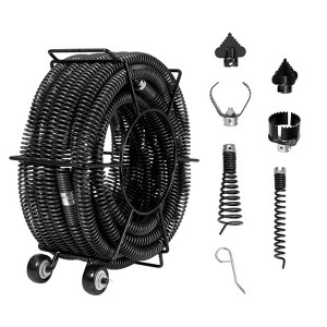 VEVOR Drain Cleaning Cable 60 FT x 1-1/5 Inch, Professional Sectional Drain Cleaner Cable with 6 Cutters for 2.0" to 7.9" Pipes - 1 of 4