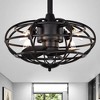 3-Blade Monti Fandelier with Caged Metal Frame Black - Warehouse Of Tiffany - 3 of 4