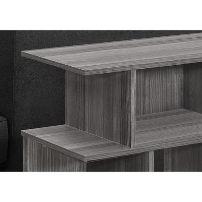 Contemporary Grey Wood Rectangular Side Table with Open Shelves