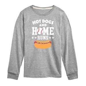 Boys' - Instant Message - Hot Dogs And Home Runs Long Sleeve Graphic T-Shirt - 1 of 4