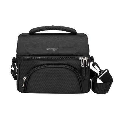 Bentgo Deluxe Lunch Bag, Durable & Insulated Bag, Internal Mesh Pocket & 2-Way Zippers - Carbon Black