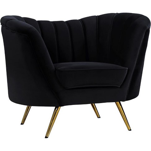 Margo Velvet Accent Chair In Black And Gold-meridian Furniture : Target