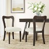 Christopher Knight Home Set of 2 Aaron Rubberwood Upholstered Dining Chairs with Curved Open Back Beige/Dark Brown - 2 of 4