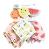 Hudson Baby Infant Girls Animal Face Security Blanket 3-Pack, Fruits, One Size - 2 of 4