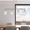 Dewdrop Scandinavian Warm Brass Kitchen Island Light 4 Light Fluted Glass Cylindrical Shades Dual Downrods Suspension ETL - 3 of 4