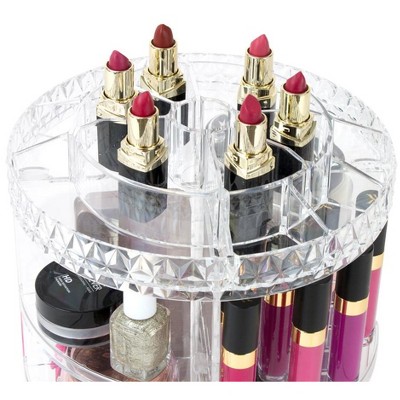 Clear Rotating Multi-Tier Cosmetic Organizer with Divided Slots