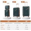 NAYSAYE Luggage Sets 4 Piece 14 20 24 28 Expandable Lightweight PP Suitcase with Four Double Silent Spinner Wheels TSA Lock, Green, 18.3"*10.8"*29" - 3 of 4