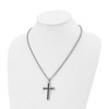 Black Bow Jewelry Stainless Steel & Black Genuine Leather Inlay Cross Necklace, 20 Inch - 3 of 4