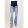 Pinkblush Light Blue Distressed Ripped Knee Straight Leg Maternity Jeans - 3 of 4