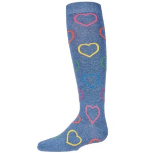 Memoi Dazzling Hearts Girls Cotton Blend Knee High Socks - 1 of 3