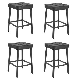 VECELO 24" Counter Height Bar Stools Set of 2/4/6, PU Leather Upholstered Barstools with Metal Frame, Backless Dining Chairs for Kitchen Island, Black - 1 of 4