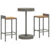 vidaXL Patio Bar Set Kitchen Bar Table Set Poly Rattan and Solid Wood Acacia - Gray 2 Items - 3 of 4
