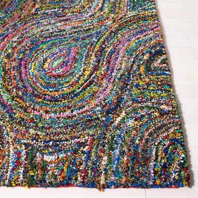 Hand-Tufted Multicolor Wool and Cotton Square Rug, 4'x4'