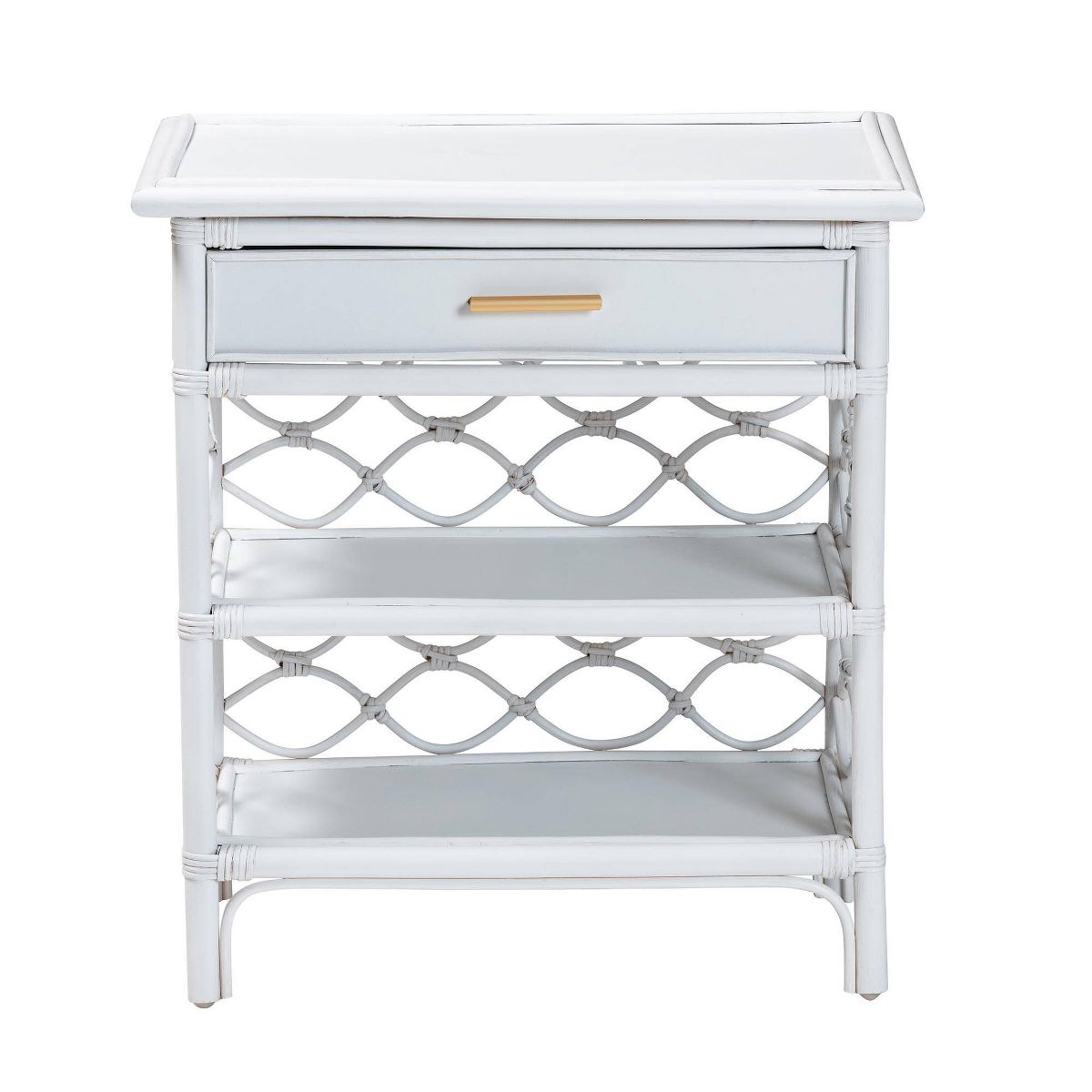 bali & pari Akane Natural Rattan Nightstand with Drawer and Open Shelves White - thumbnail 3