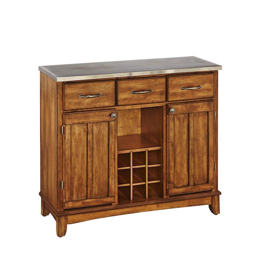 Home Styles 5100-0063 Buffet of Buffet with Stainless Top Cottage Oak
