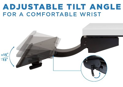 Black Adjustable Under Desk Keyboard and Mouse Drawer with Wrist Rest