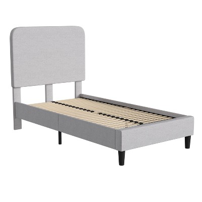 Platform Bed with Headboard and Fabric Upholstered Frame 14 Wooden Slats - Merrick Lane