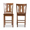 Baxton Studio 2pc Fenton Wood Counter Height Barstools Set Walnut/Brown: Upholstered Polyester, Oval Shape - 2 of 4