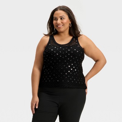 Women's Embellished Crochet Tank Top - A New Day™