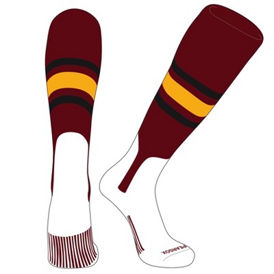 PEAR SOX OTC Baseball Softball Stirrup Socks (B, 7in) Cardinal, Black, Gold (M)