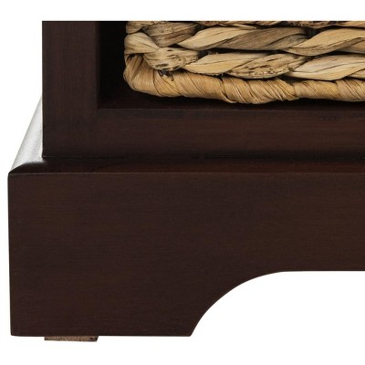 Transitional Red Pine Storage Bench with Wicker Baskets