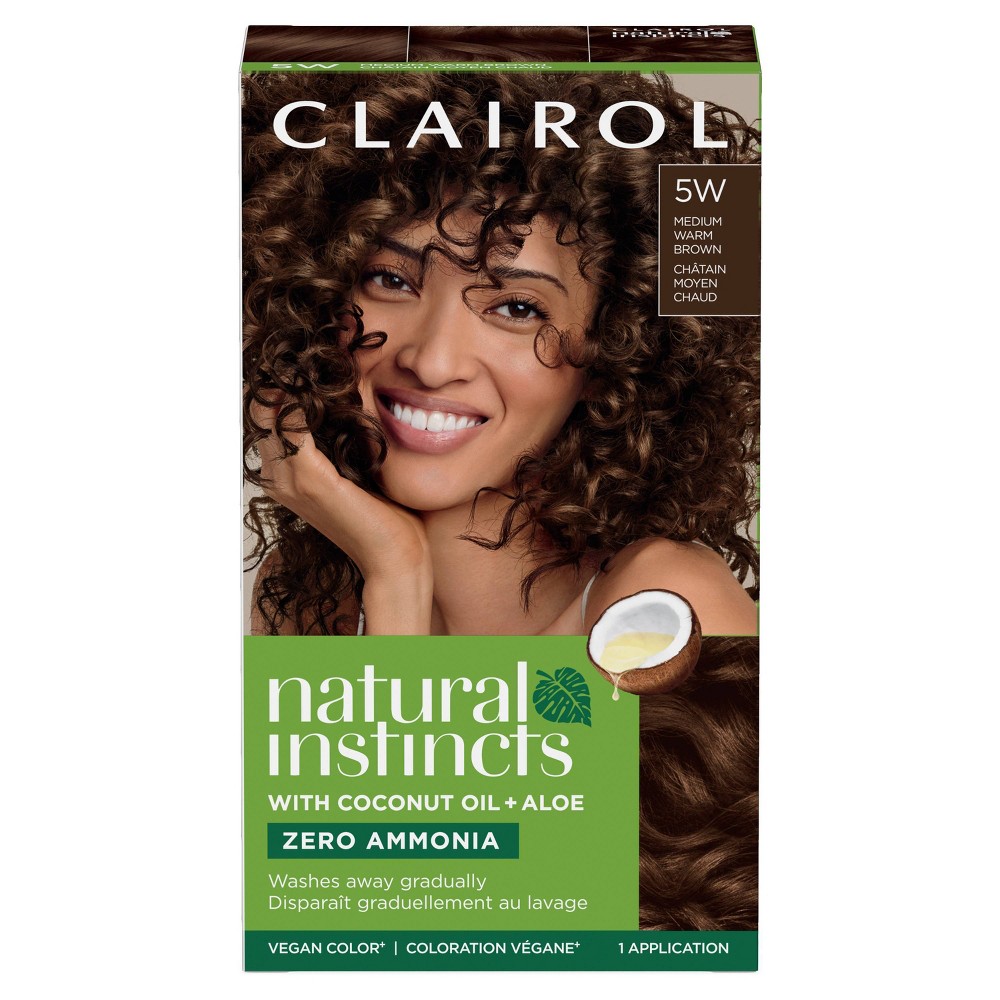 Instincts Clairol Demi-Permanent Hair Color Cream Kit - 5W Medium Warm Brown, Cinnamon Stick: Ammonia-Free, Paraben-Free, Contains Coconut Oil, Vegan