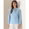 INSPIRE CHIC Women's Bow Tie Neck Elegant Long Sleeve Solid Work Office Blouse - 3 of 4