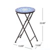 VisioGear Outdoor Folding Accent Table with Glass Top for Backyard, White and Blue, 13"*13"*22" - 3 of 4