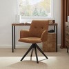 Art Leon Faux Leather Swivel Accent Office Chairs with Oak Wood Legs - 2 of 4