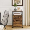 File Cabinet Mobile Filing Cabinet with Wheels 2 Drawers Open Shelf - 3 of 4