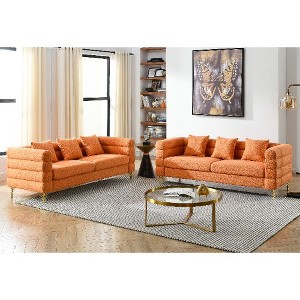 CAVINAS Comfort Teddy Fabric Couches for Living Room, Oversized Sofa with Pillows, Deep Seating Sofa for Living Room, Bedroom - 1 of 4